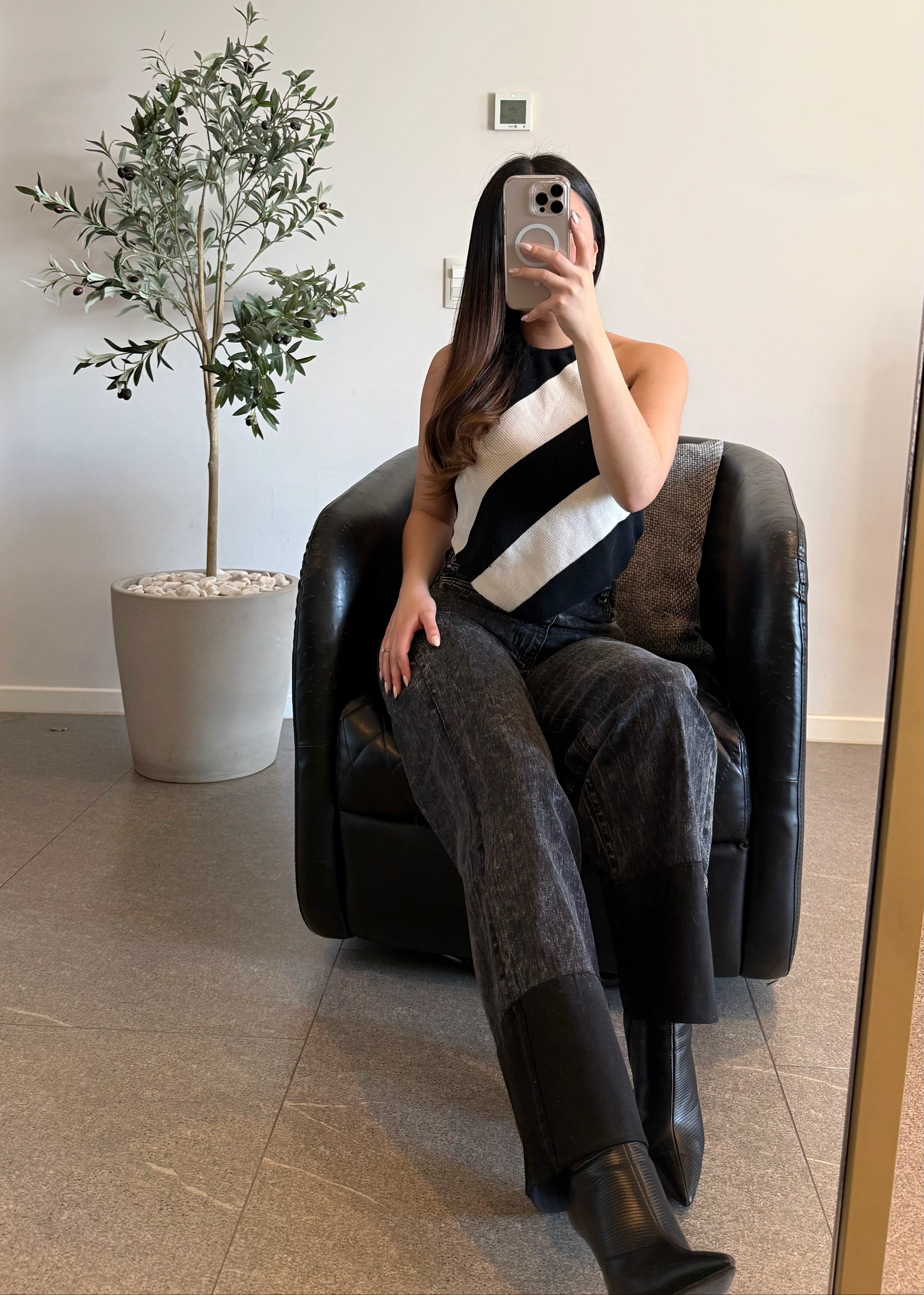 Jeans vibrant con doblez