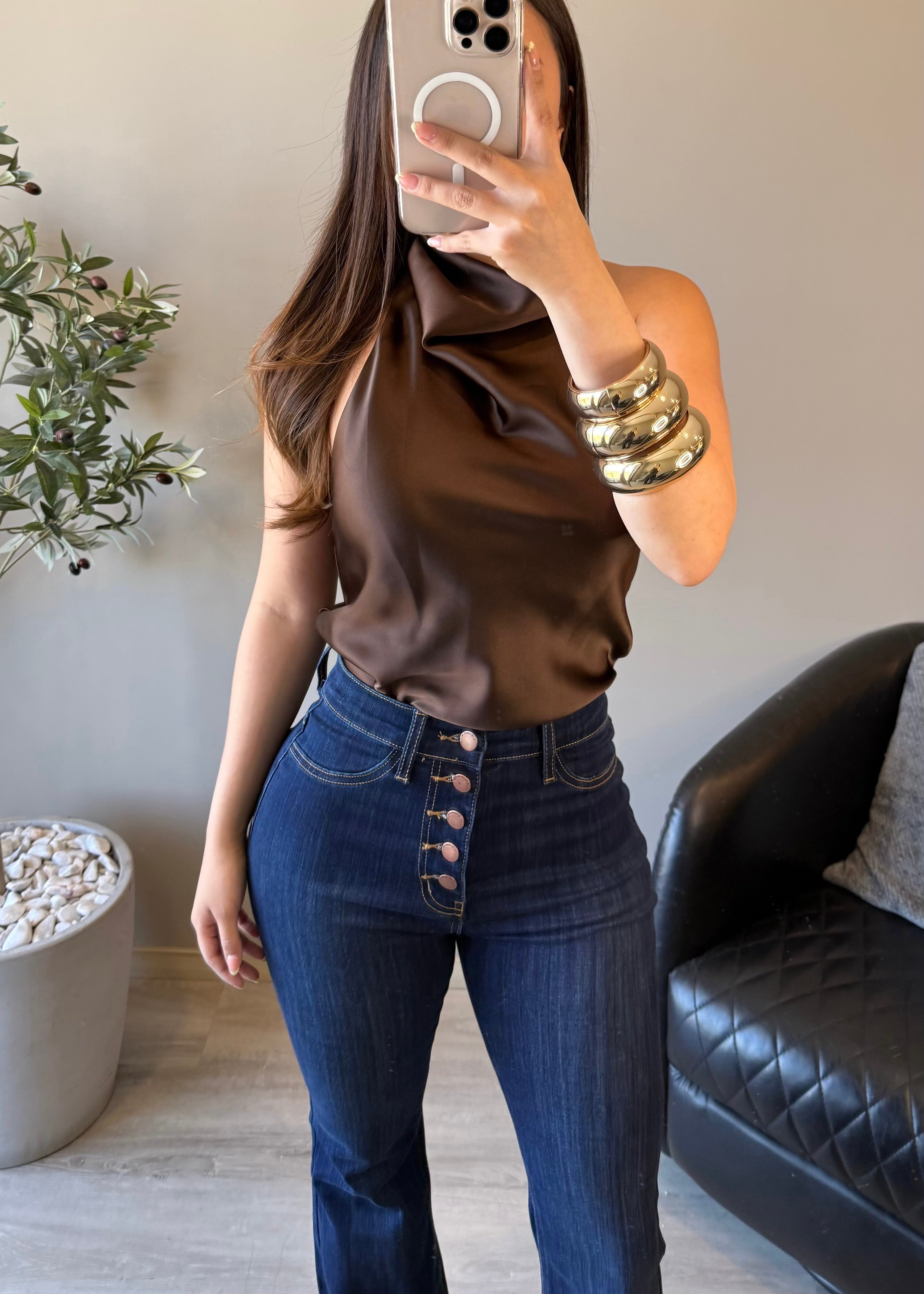 Deep stone jeans con botones