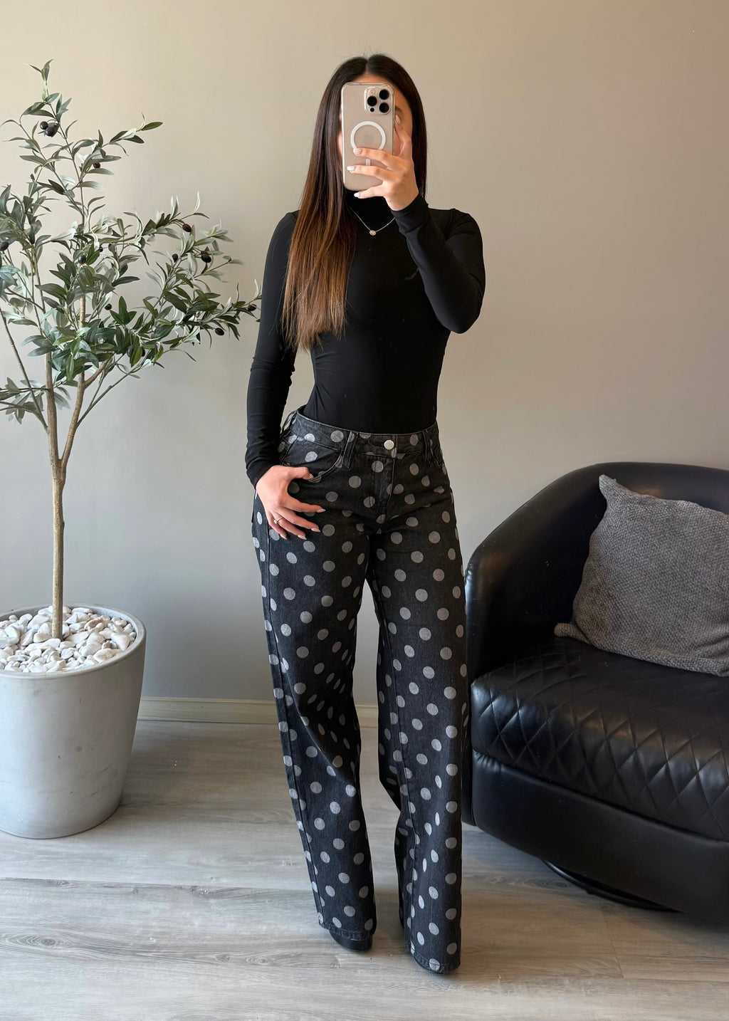 Black Polka Dot Jeans