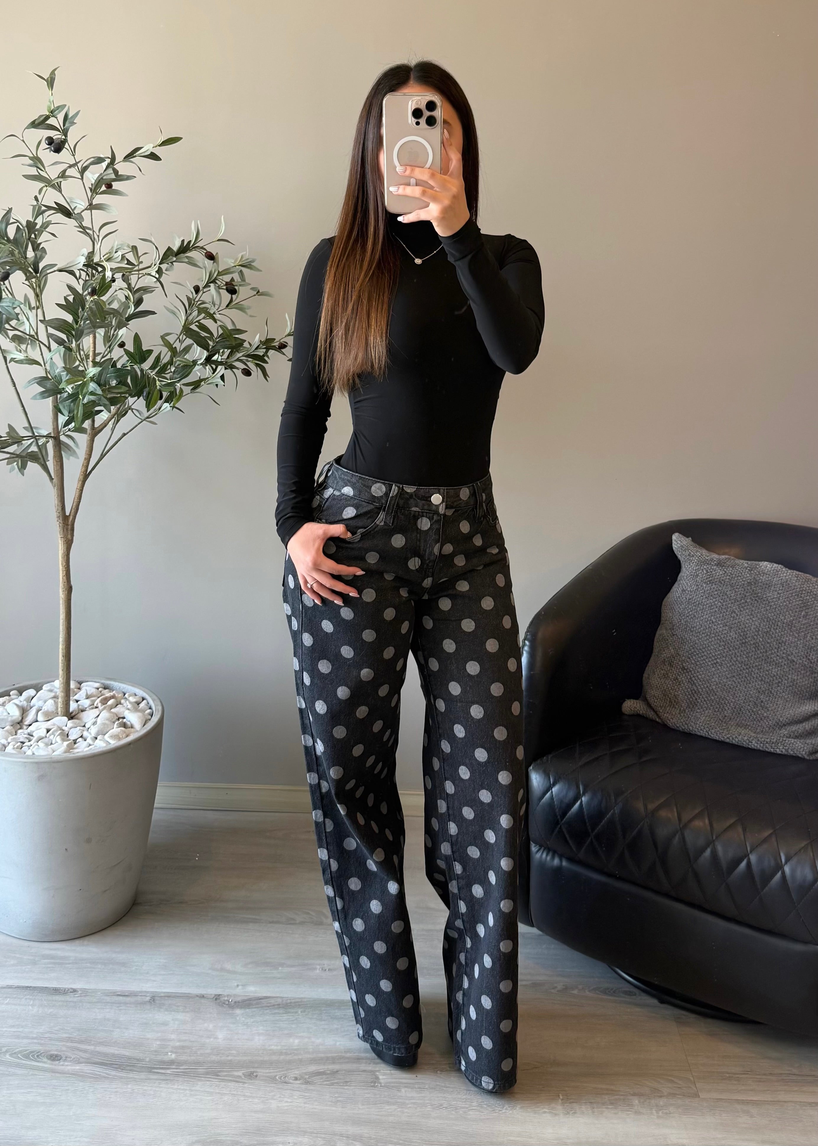 Black Polka Dot Jeans