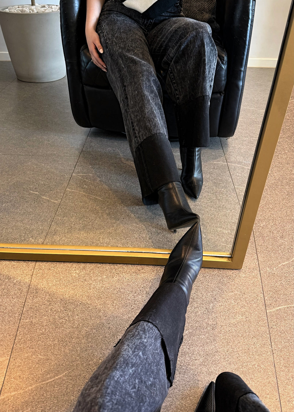 Jeans vibrant con doblez