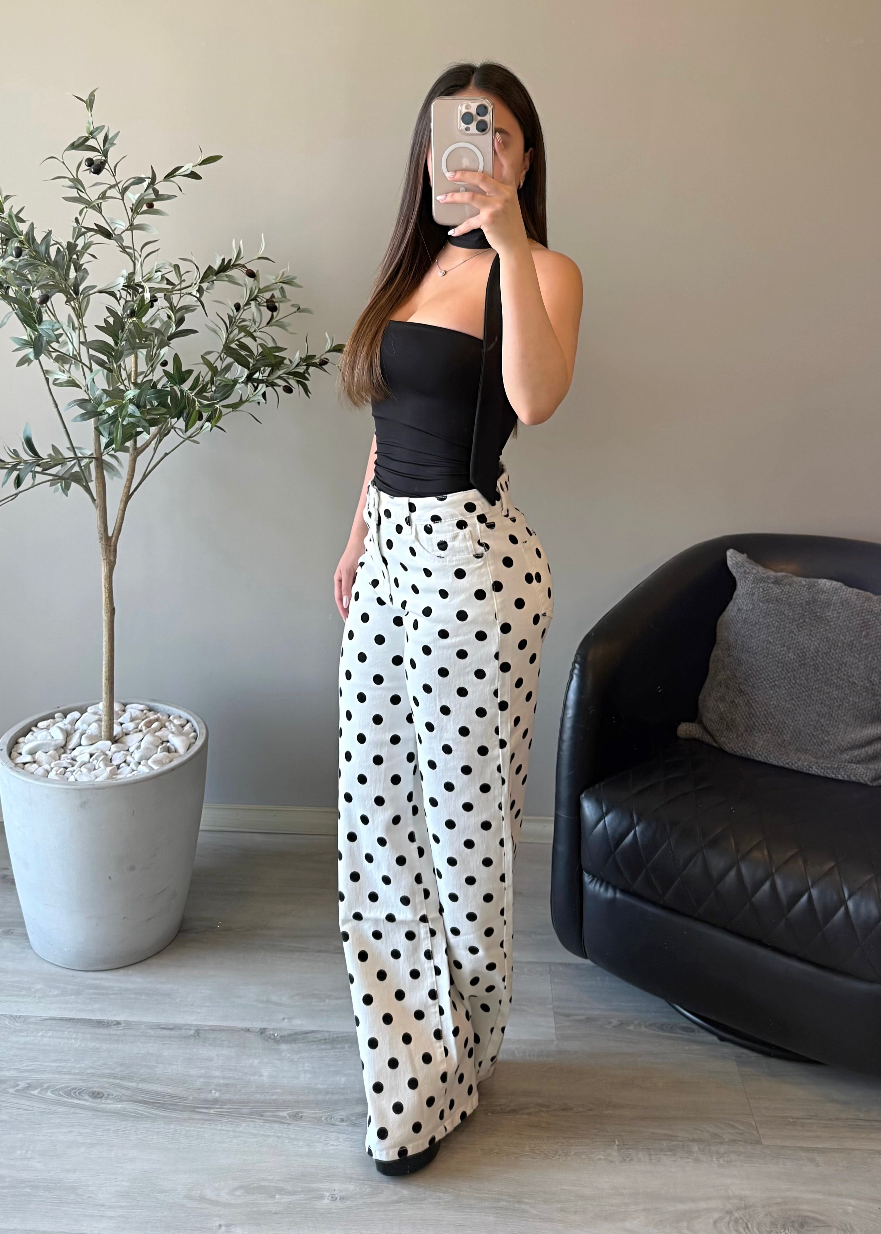 White Polka Dot Jeans
