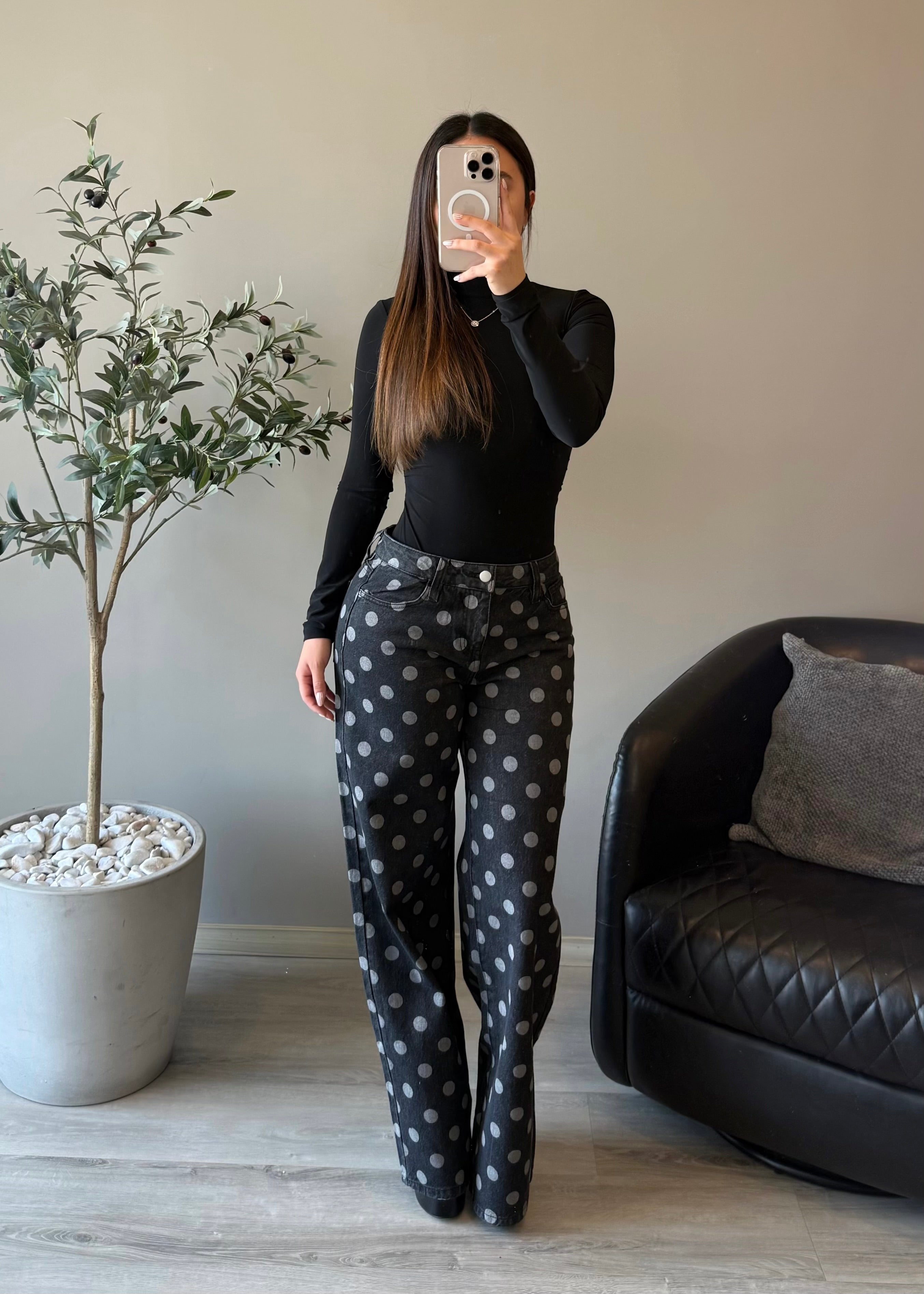 Black Polka Dot Jeans