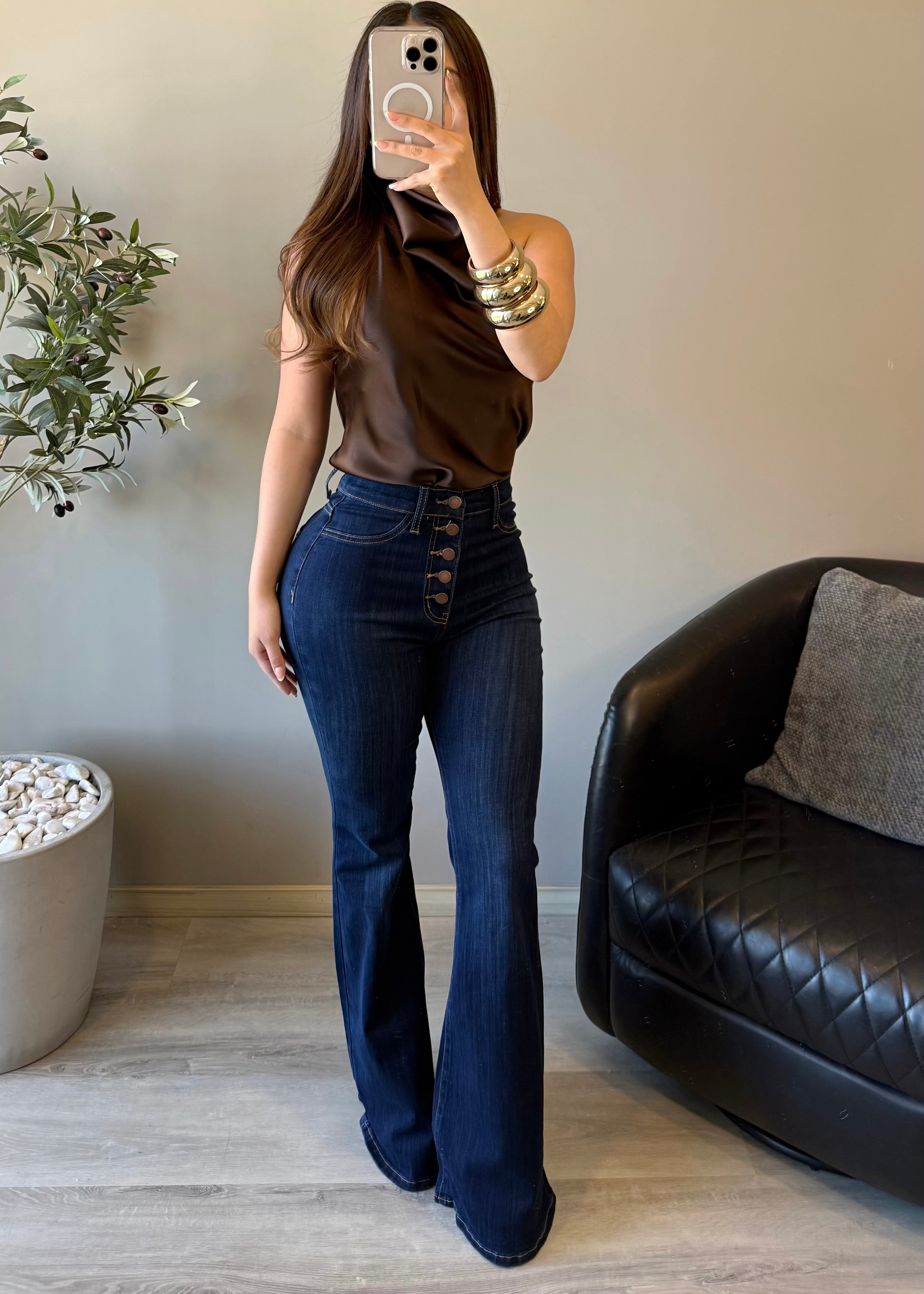 Deep stone jeans con botones