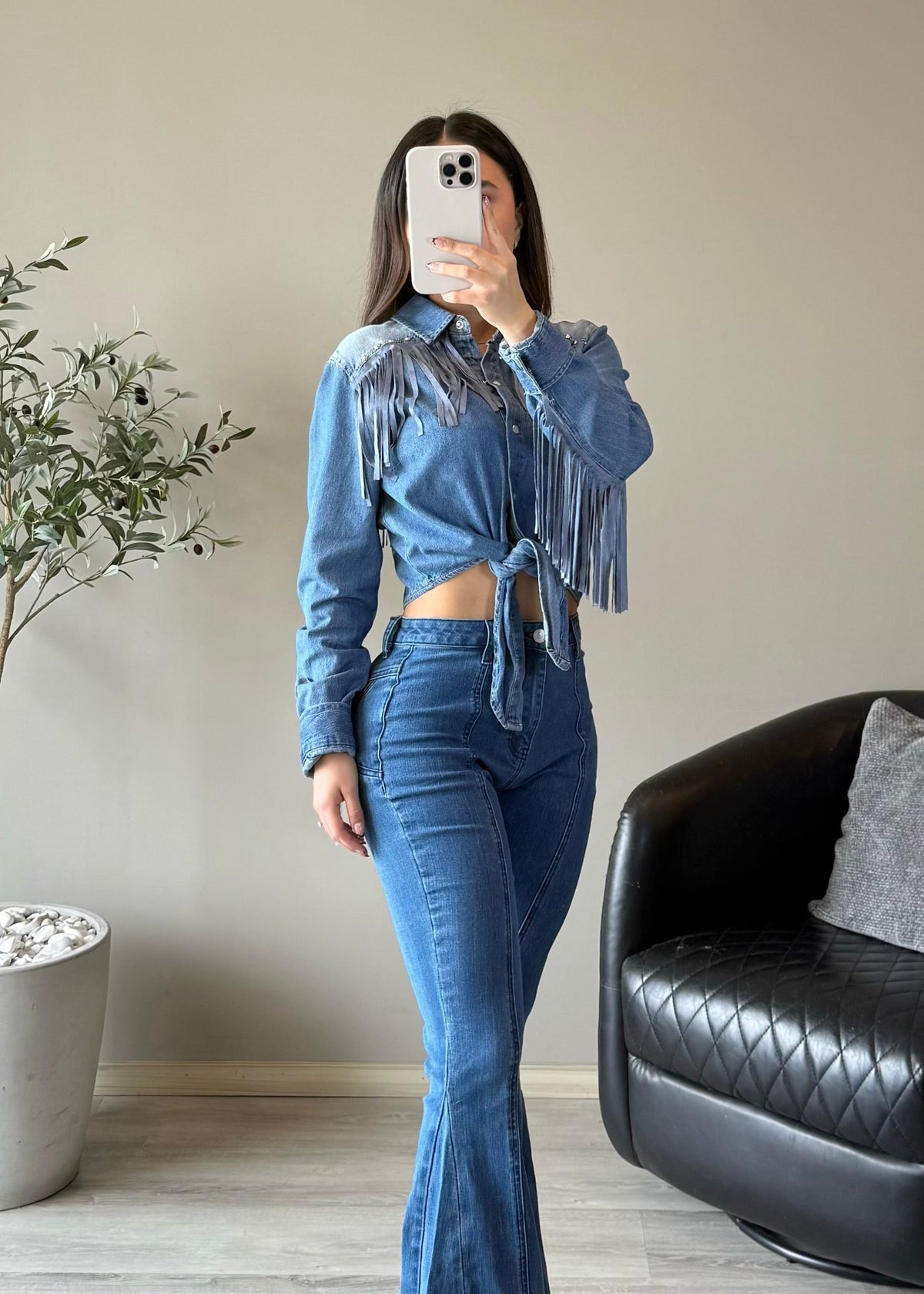 Fringe Denim Shirt