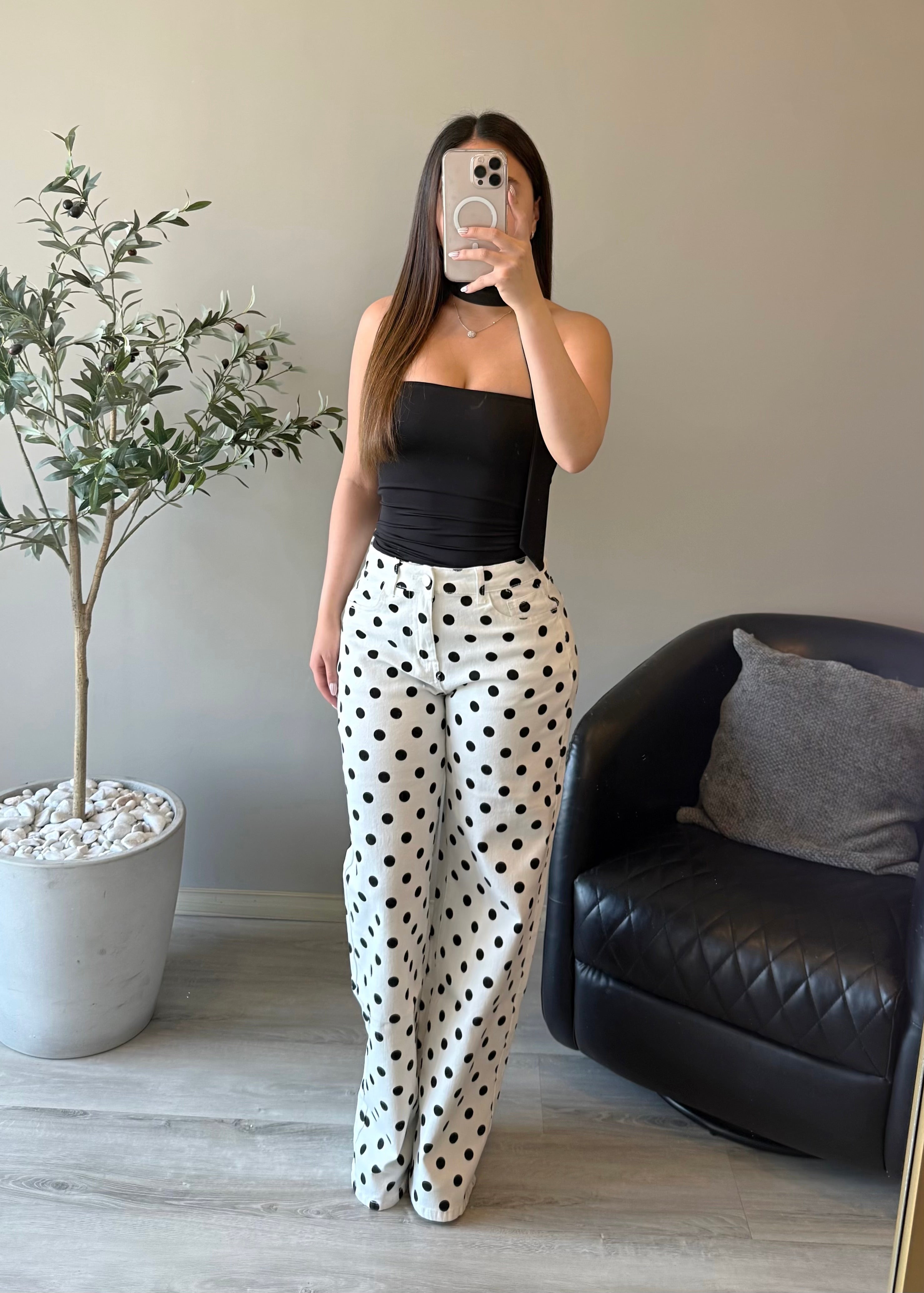 White Polka Dot Jeans