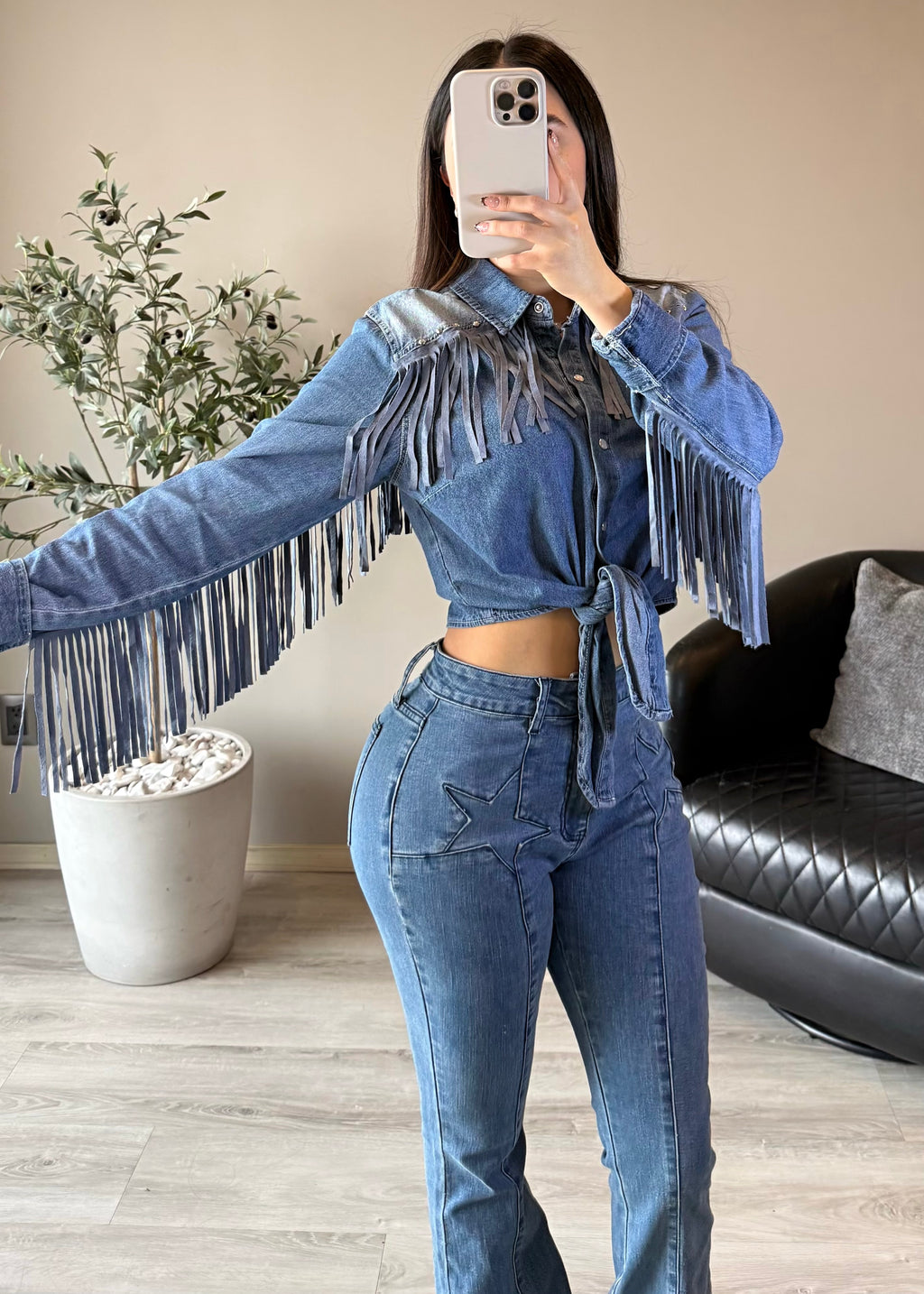 Fringe Denim Shirt