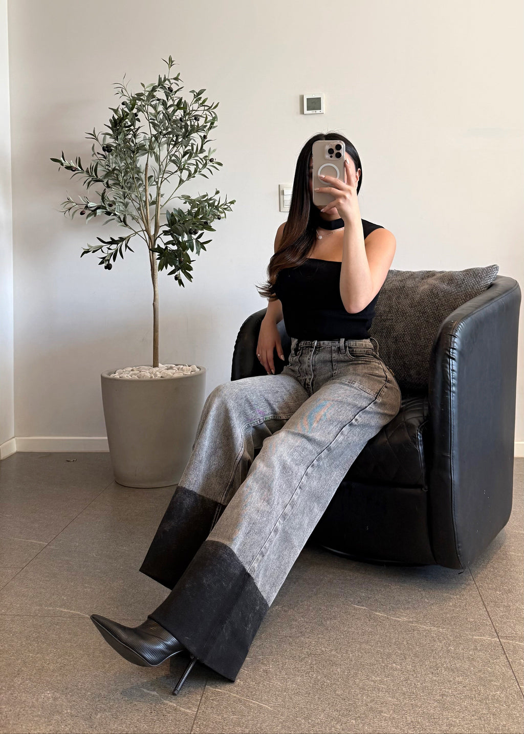 Jeans vibrant con doblez