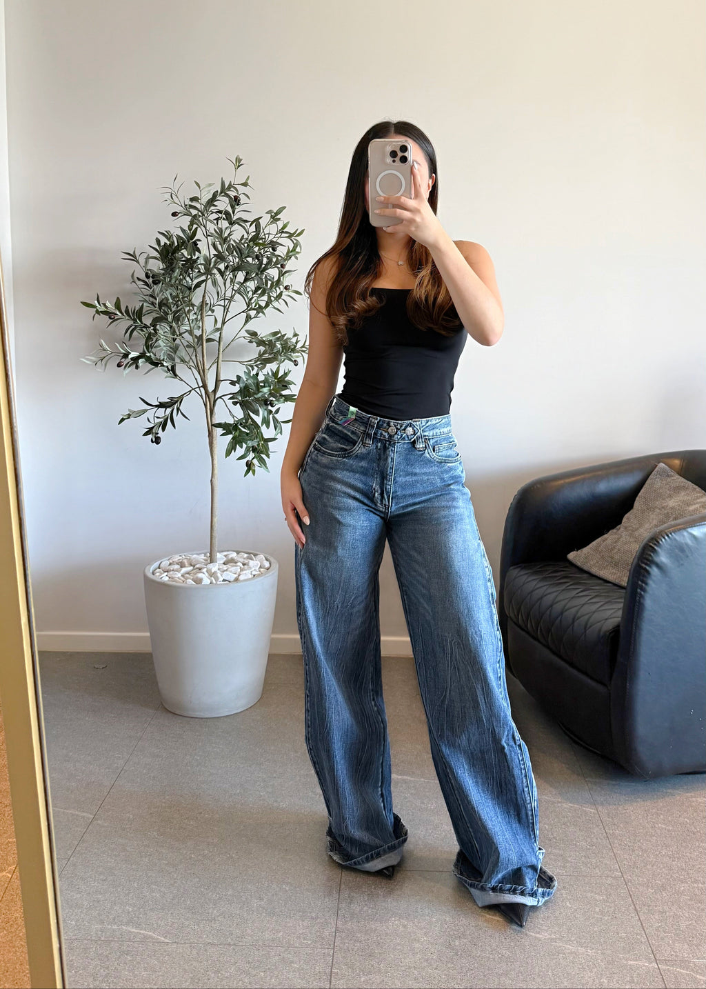 Jeans vibrant con diseño detrás