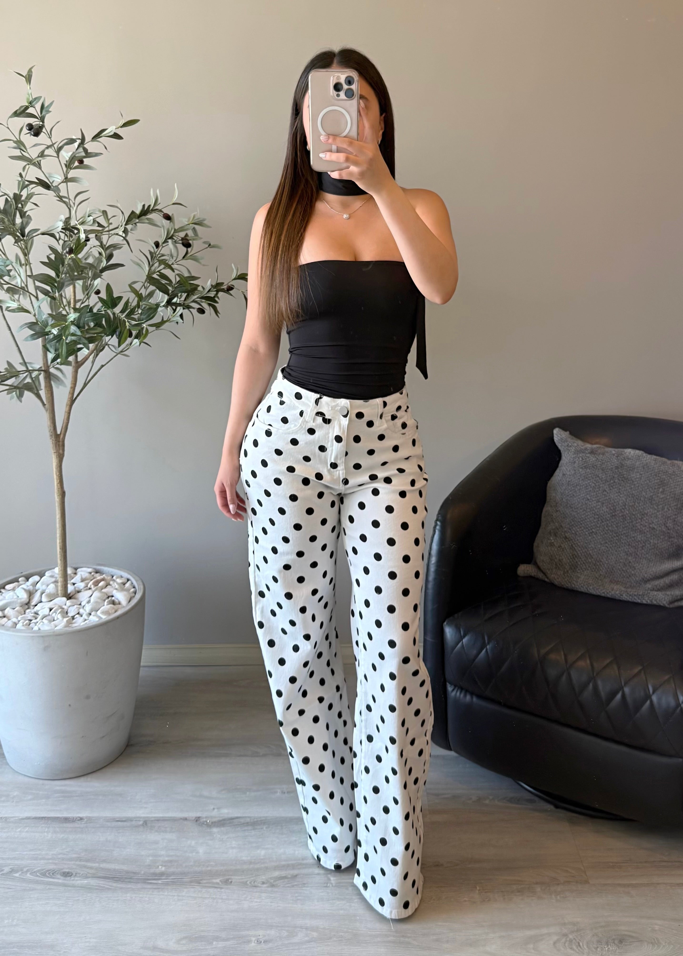 White Polka Dot Jeans