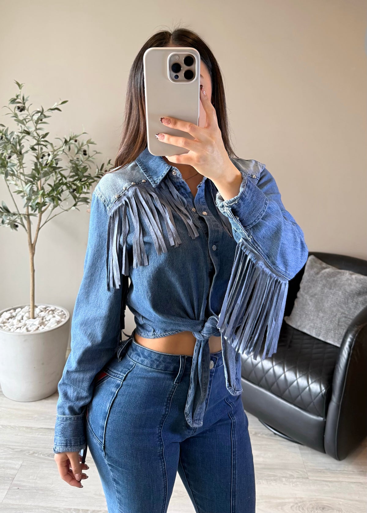 Fringe Denim Shirt