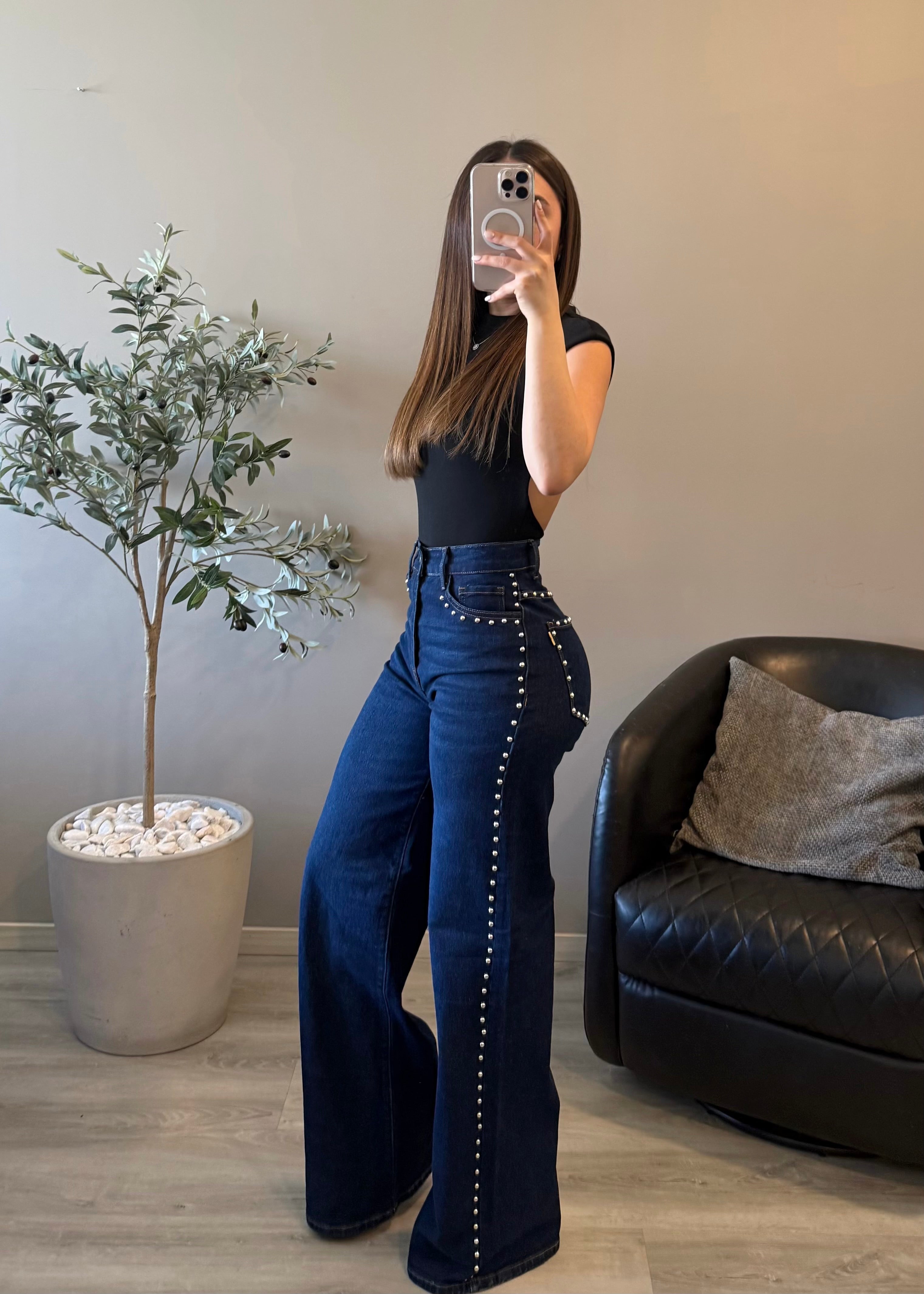 Jeans vibrant de estoperoles