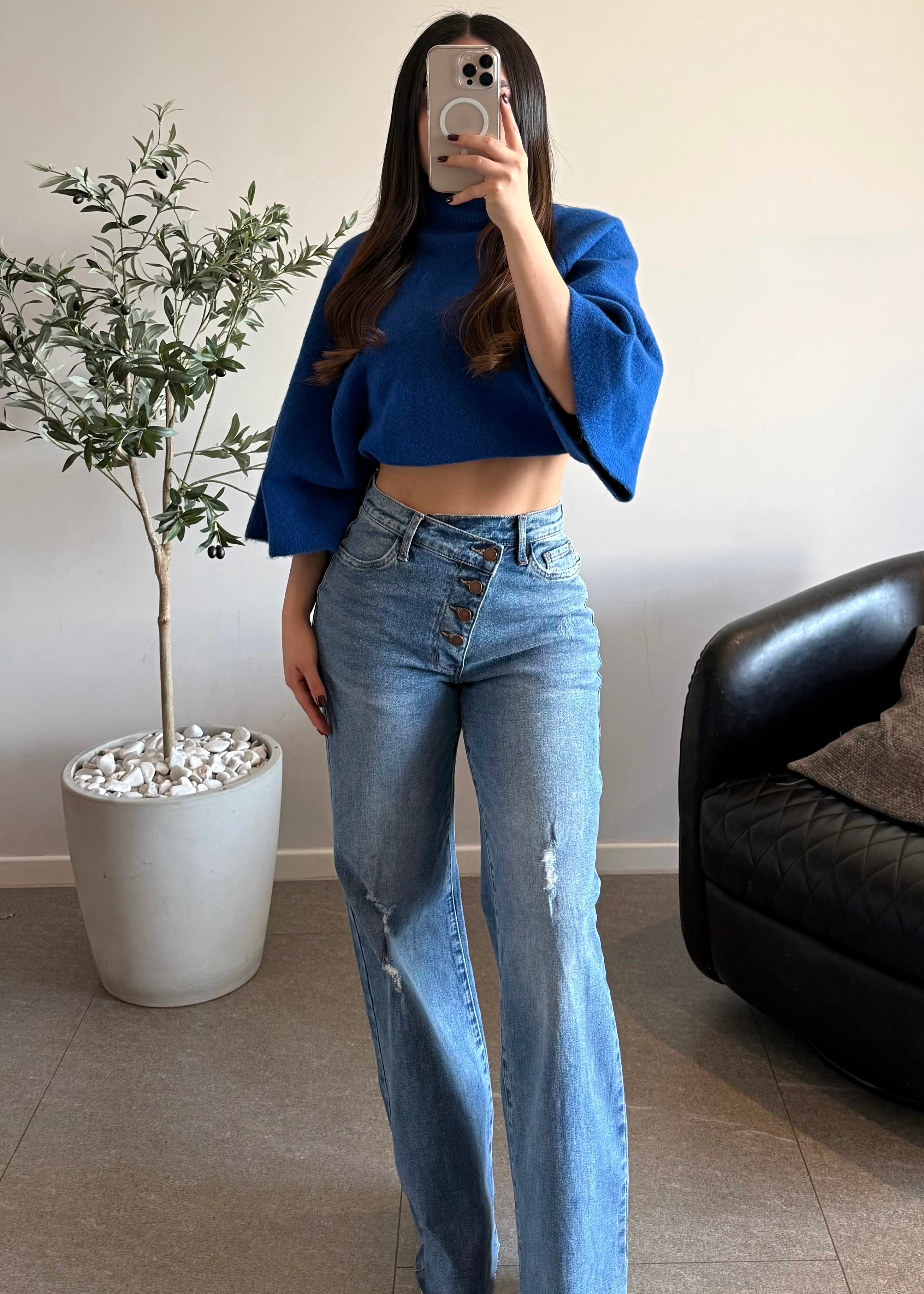 Jeans vibrant de botones