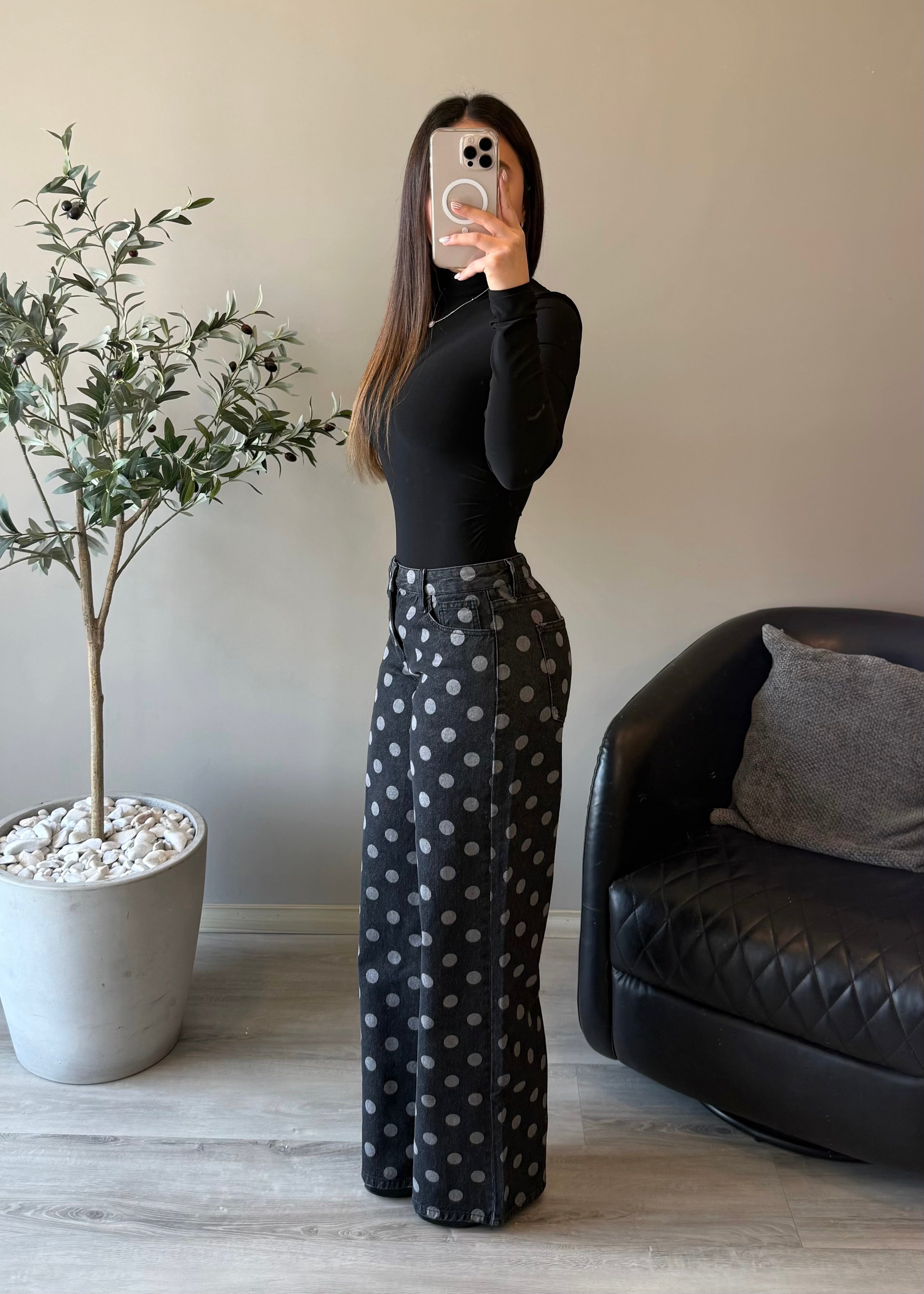 Black Polka Dot Jeans