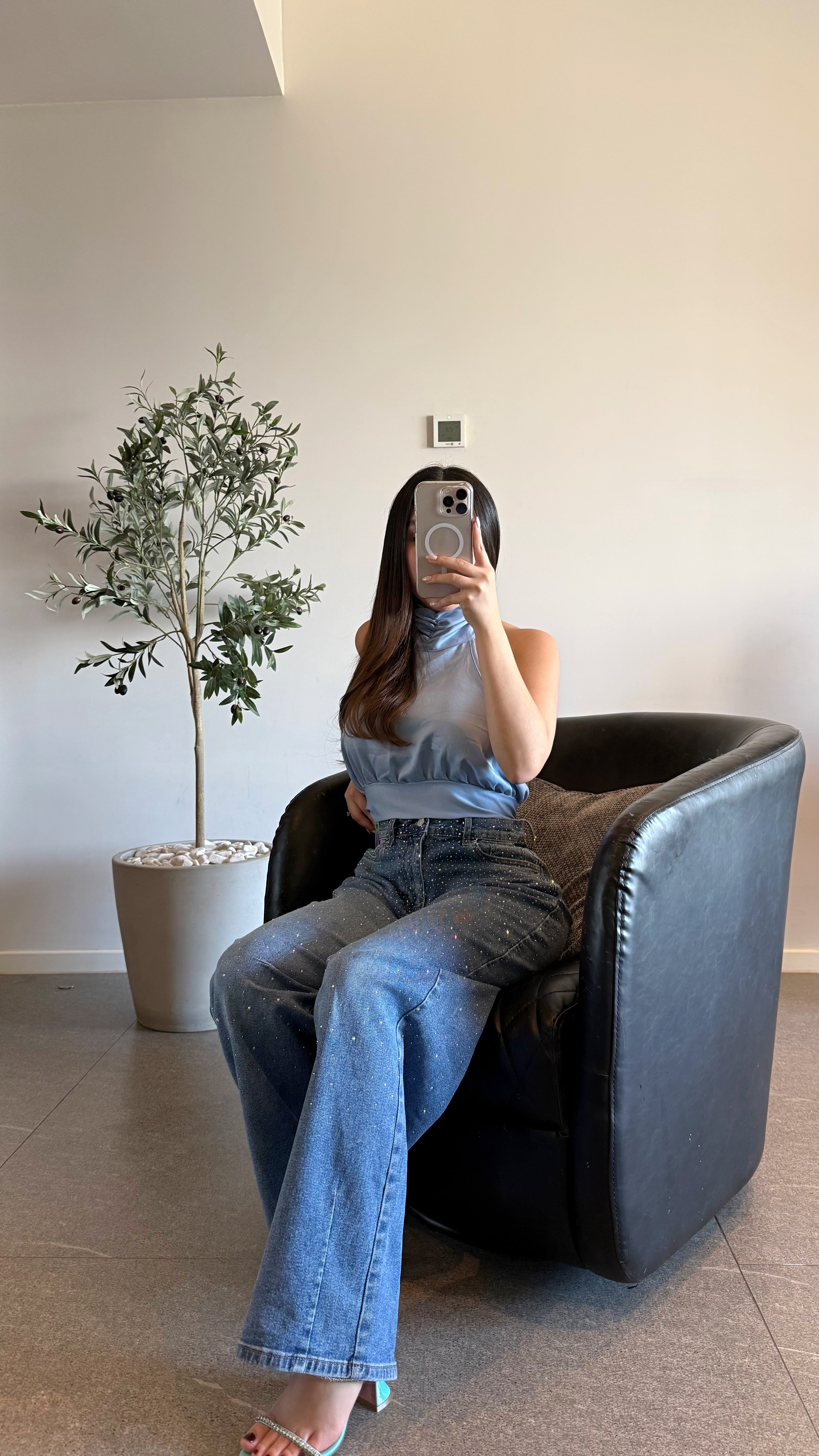 Jeans vibrant de piedras