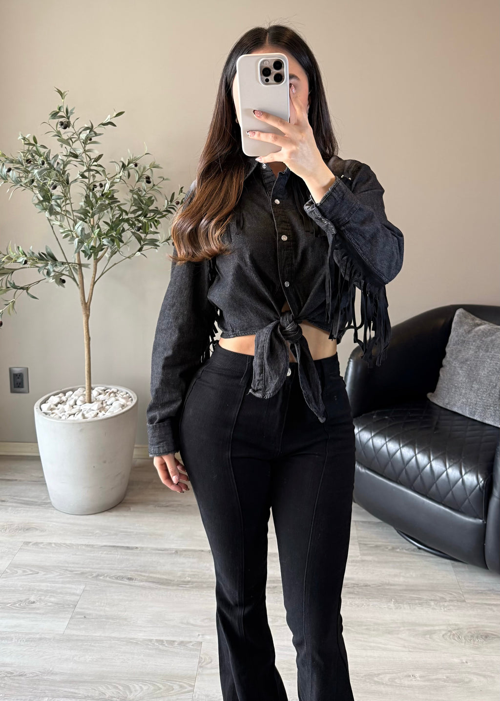 Fringe Denim Shirt