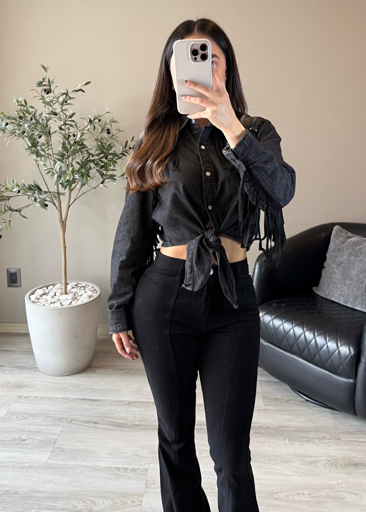 Fringe Denim Shirt